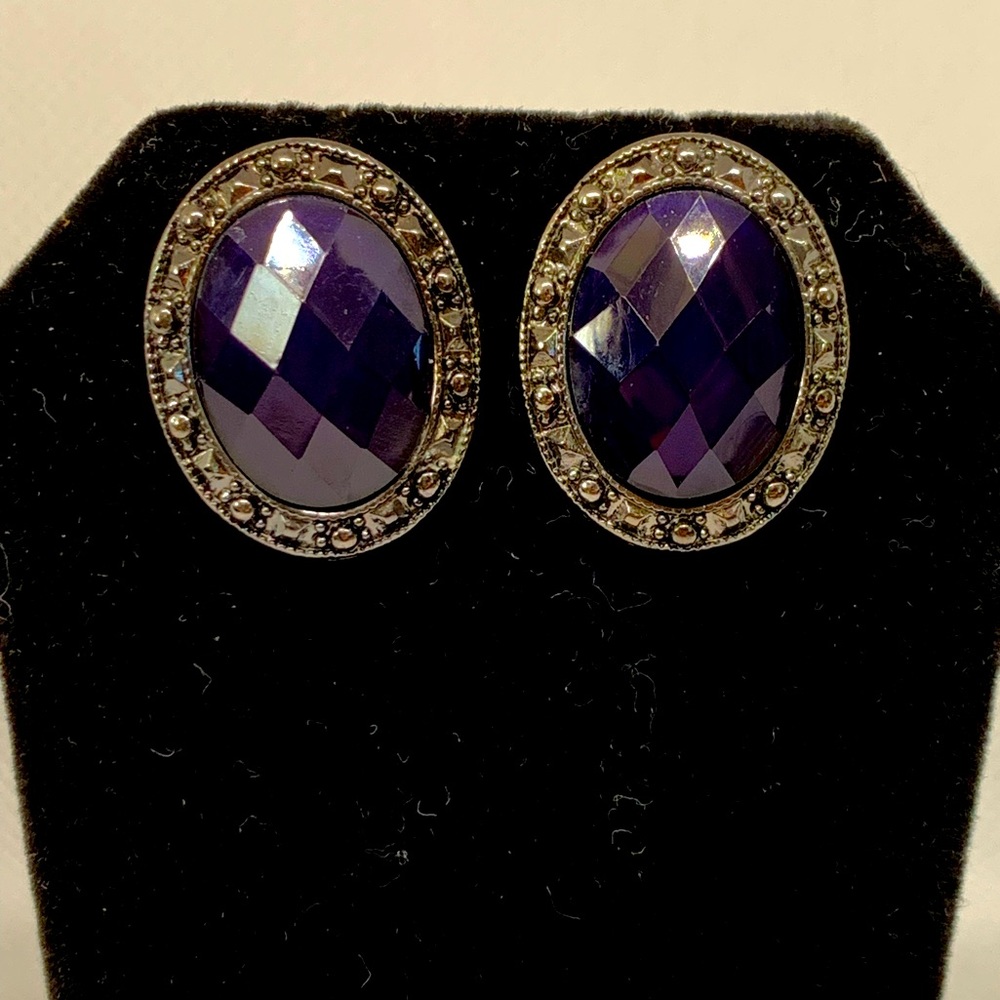 Purple, Faceted, Lucite Earrings